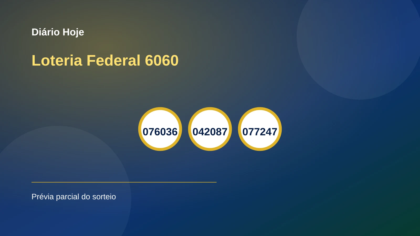 Loteria Federal: imagem do concurso 6060 com três números do sorteio