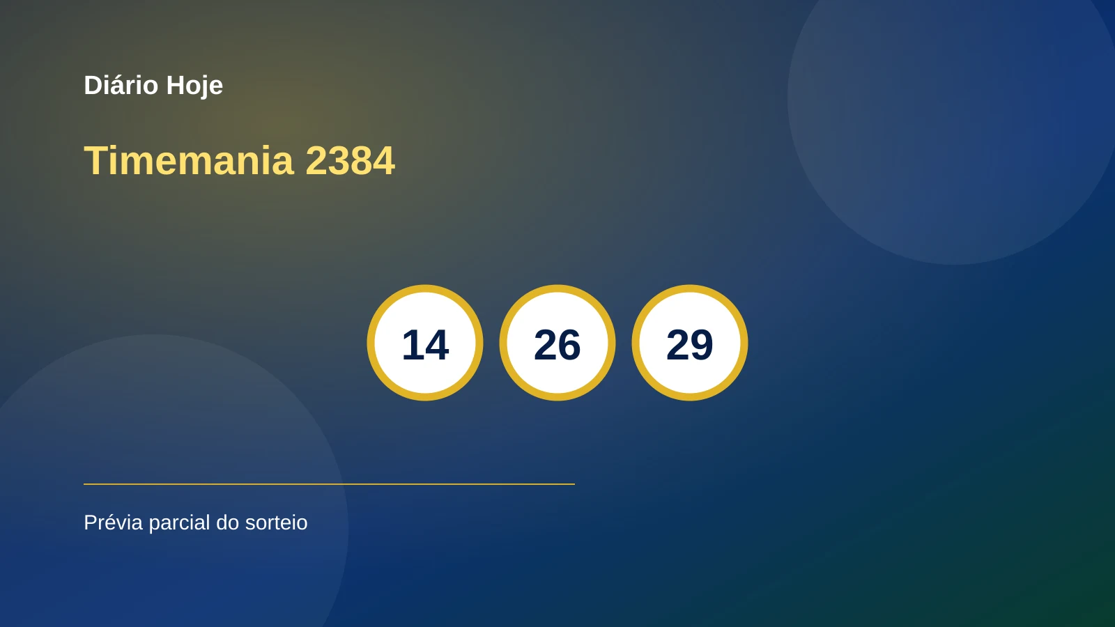 Timemania: imagem do concurso 2384 com três números do sorteio
